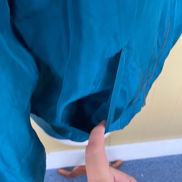 Tulliano men L 100% silk full zip mock collar longsleeve jacket teal green color - Picture 5 of 14